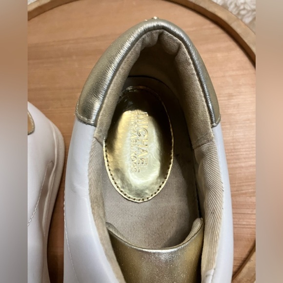 Michael Kors White and Gold Sneakers Leather Size 8.5 - Picture 10 of 11